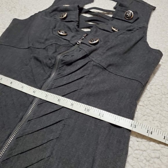 Sleeveless Grey Military Inspired Top with Crisscross Back - Small - Picture 10 of 11